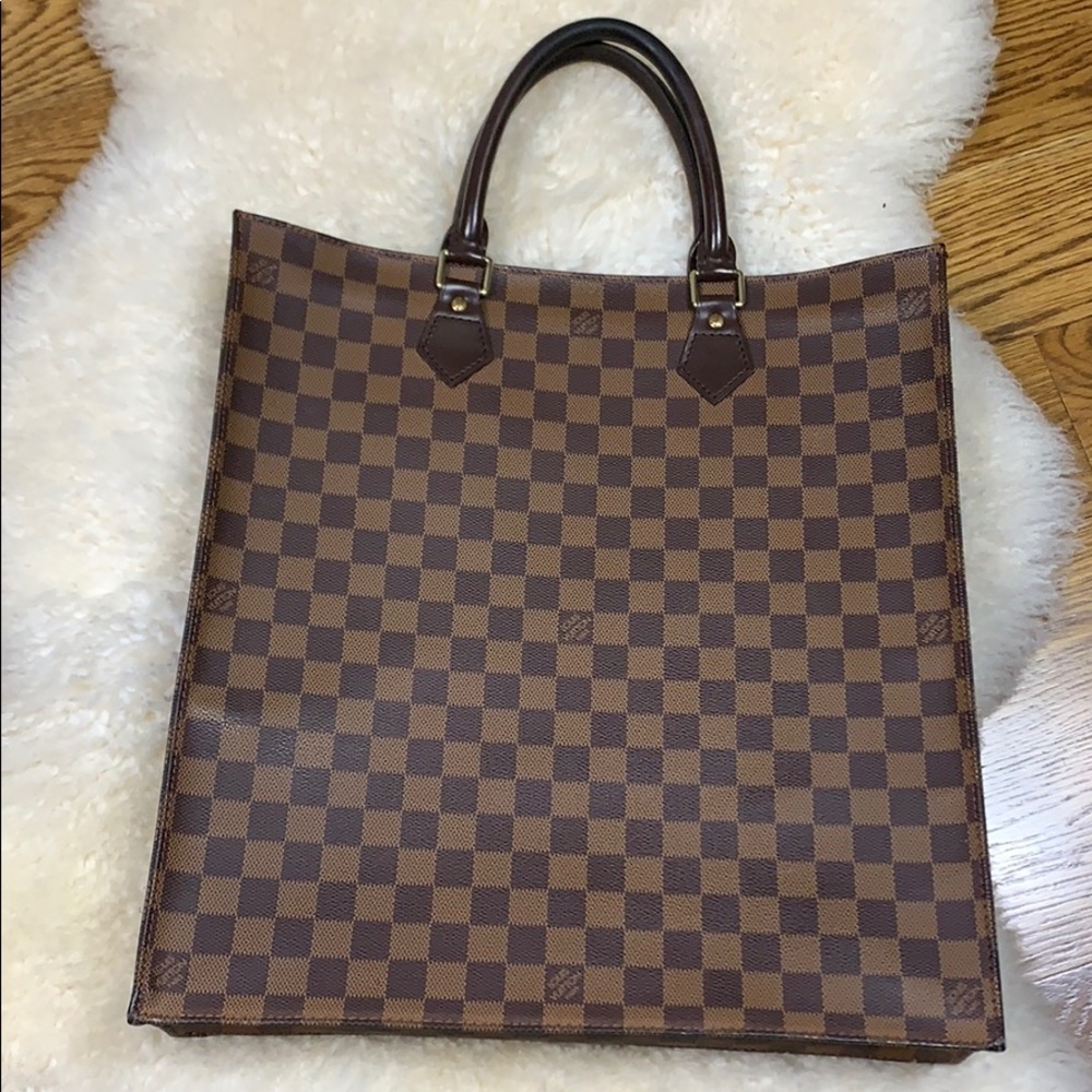 💯 Louis Vuitton Sac Plat Brown Handles
